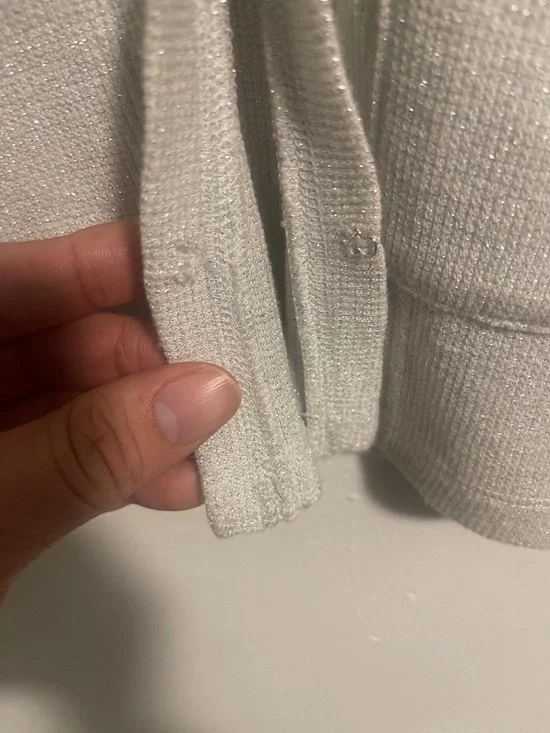 NWT Paul Stuart Japanese Cotton Blend Sparkle Cardigan - Size 6 - Grey/Silver - Picture 8 of 8